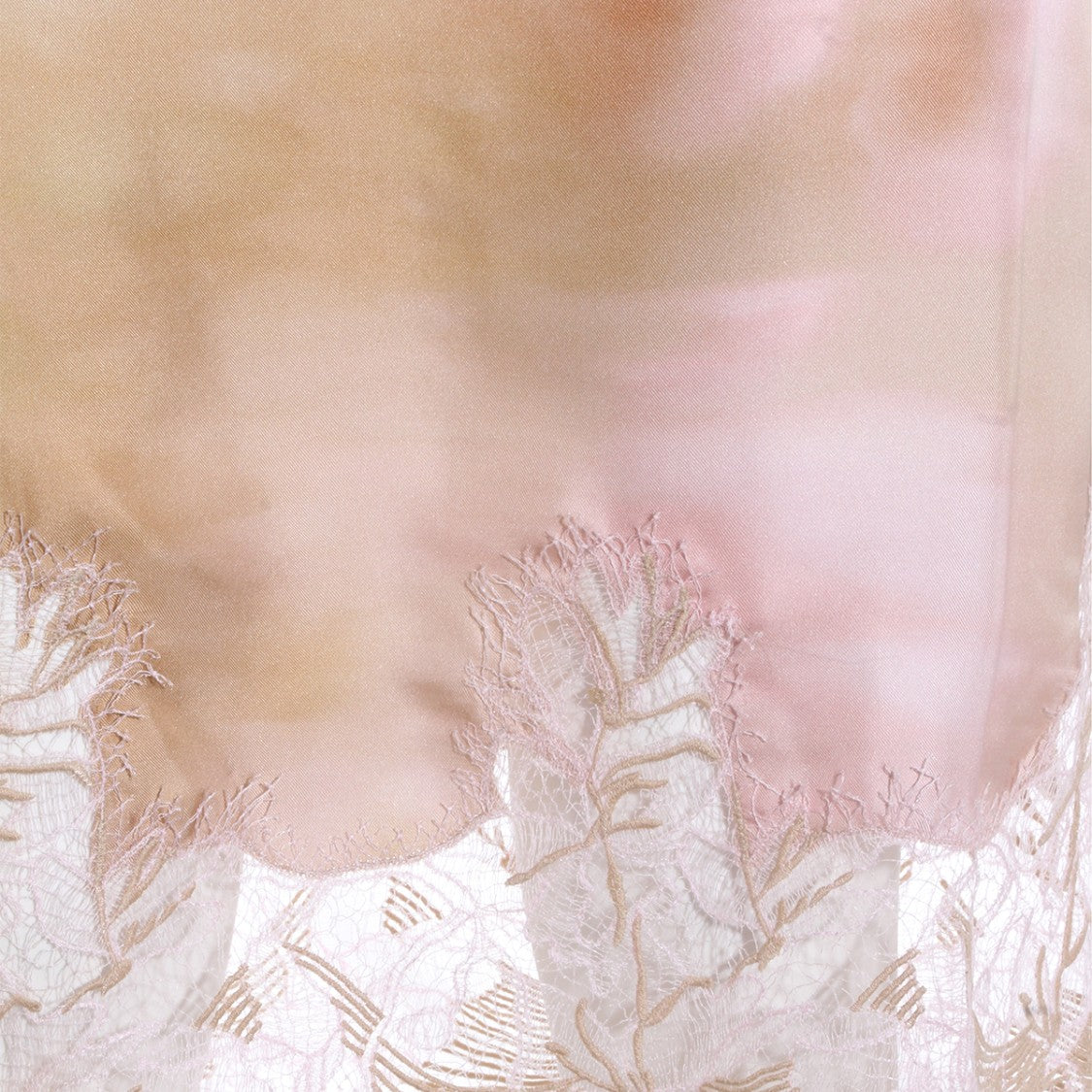 Fabiana Filippi Silk Beige Midi Skirt With Lace Hem