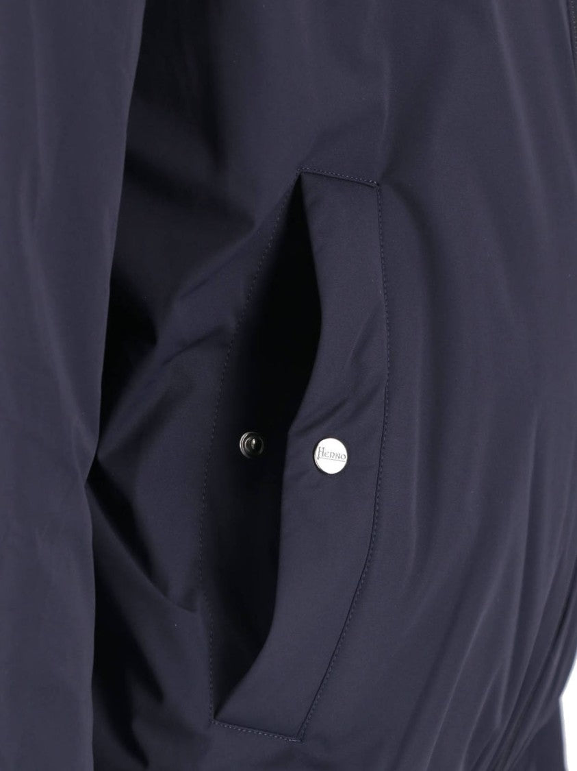 Herno Blue Technical Fabric Hooded Jacket