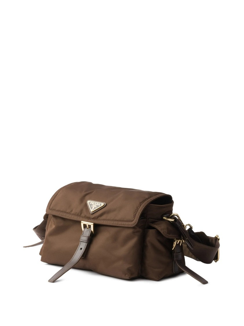Prada Medium-Sized Structured Shoulder Bag With Leather Accents