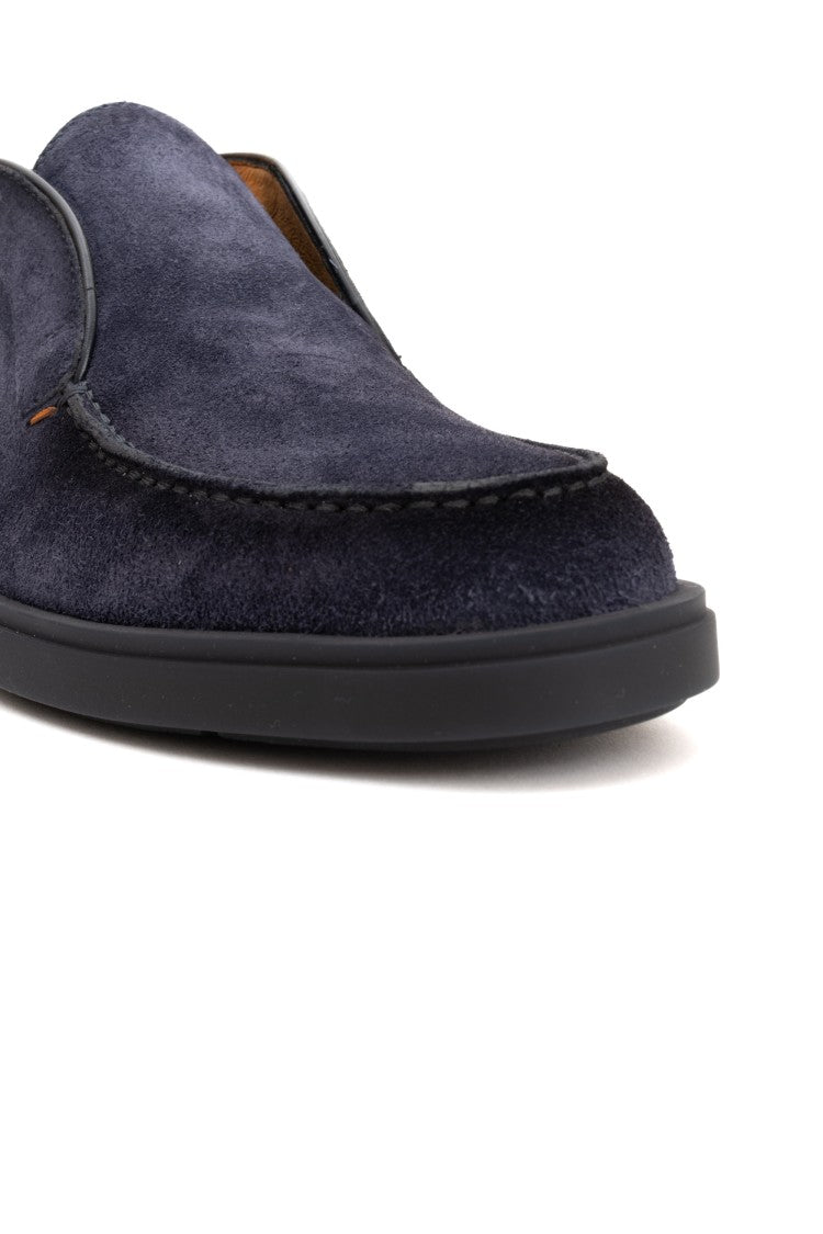 Santoni Suede Slip-On With Rubber Sole