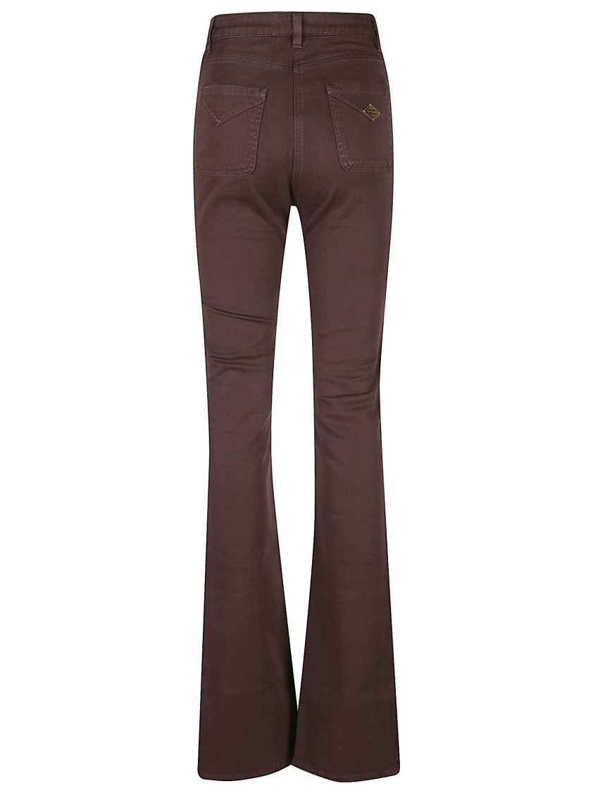 Elisabetta Franchi High Waisted Flared Cotton Jeans