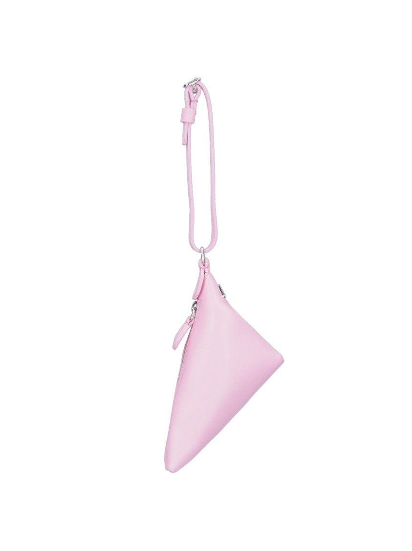 Courrèges "One Nano "Pink Leather Triangular Wallet