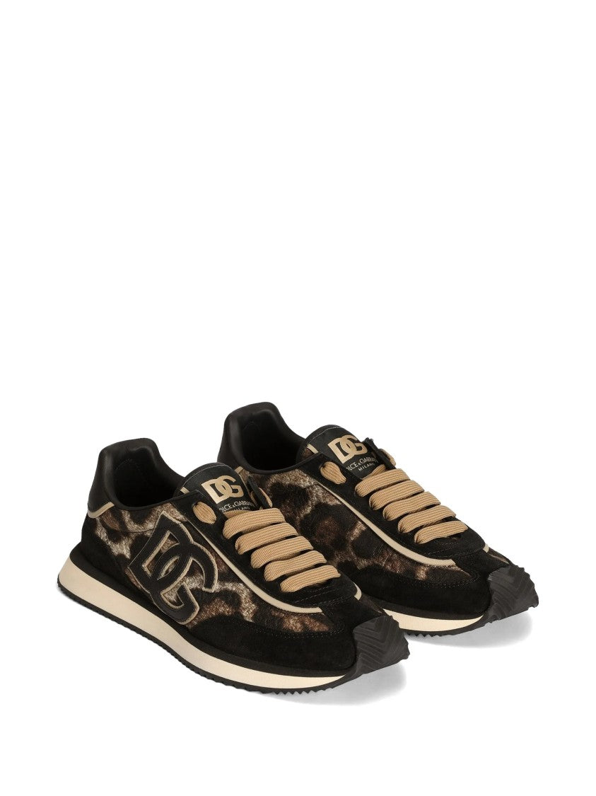 Dolce & Gabbana Leopard Print Suede Low-Top Sneakers