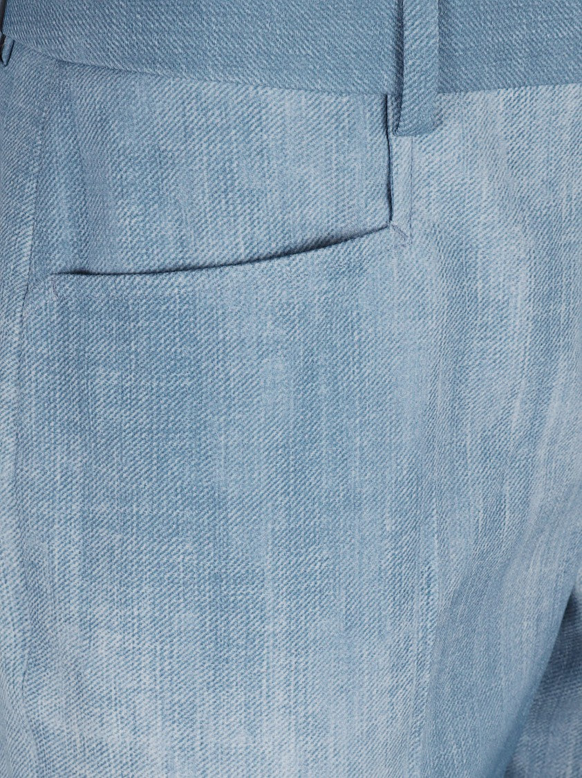 Ermanno Scervino Tailored Blue Trousers With Mid-Rise Waist