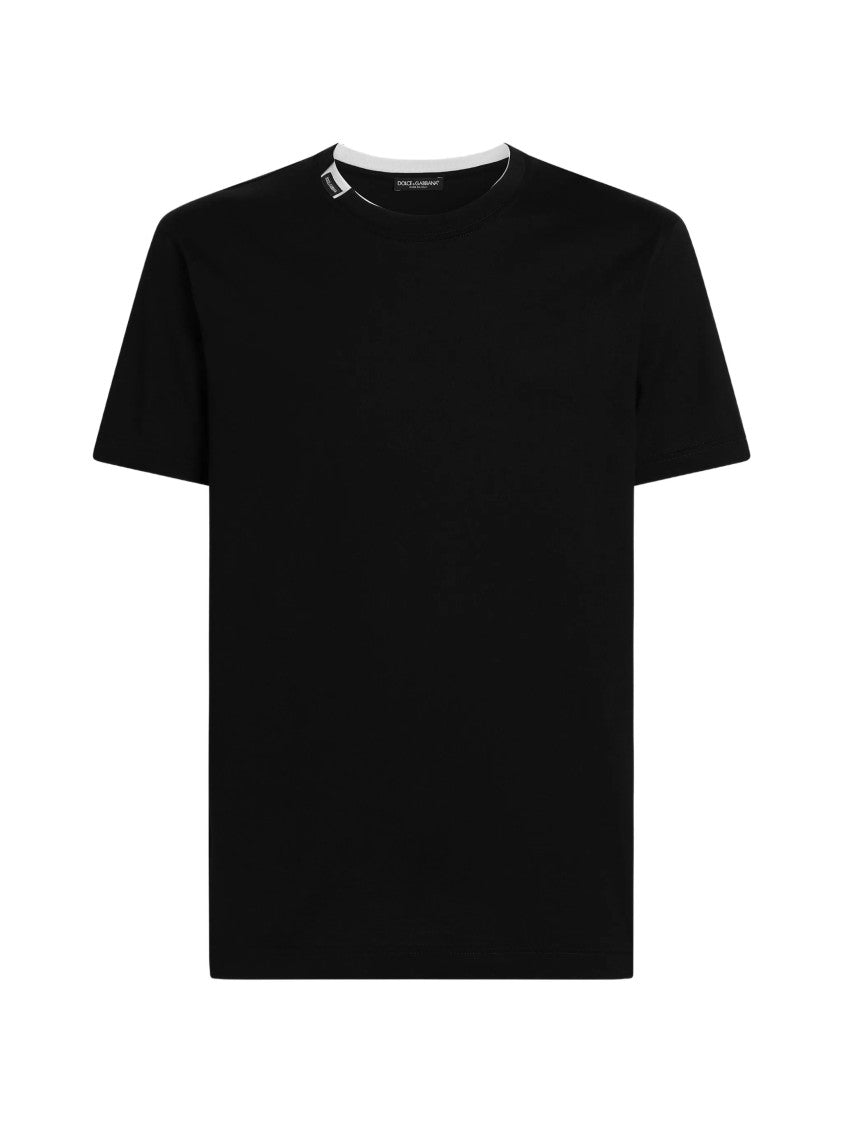 Dolce & Gabbana Black Crewneck Interior Collar Trim T-Shirt