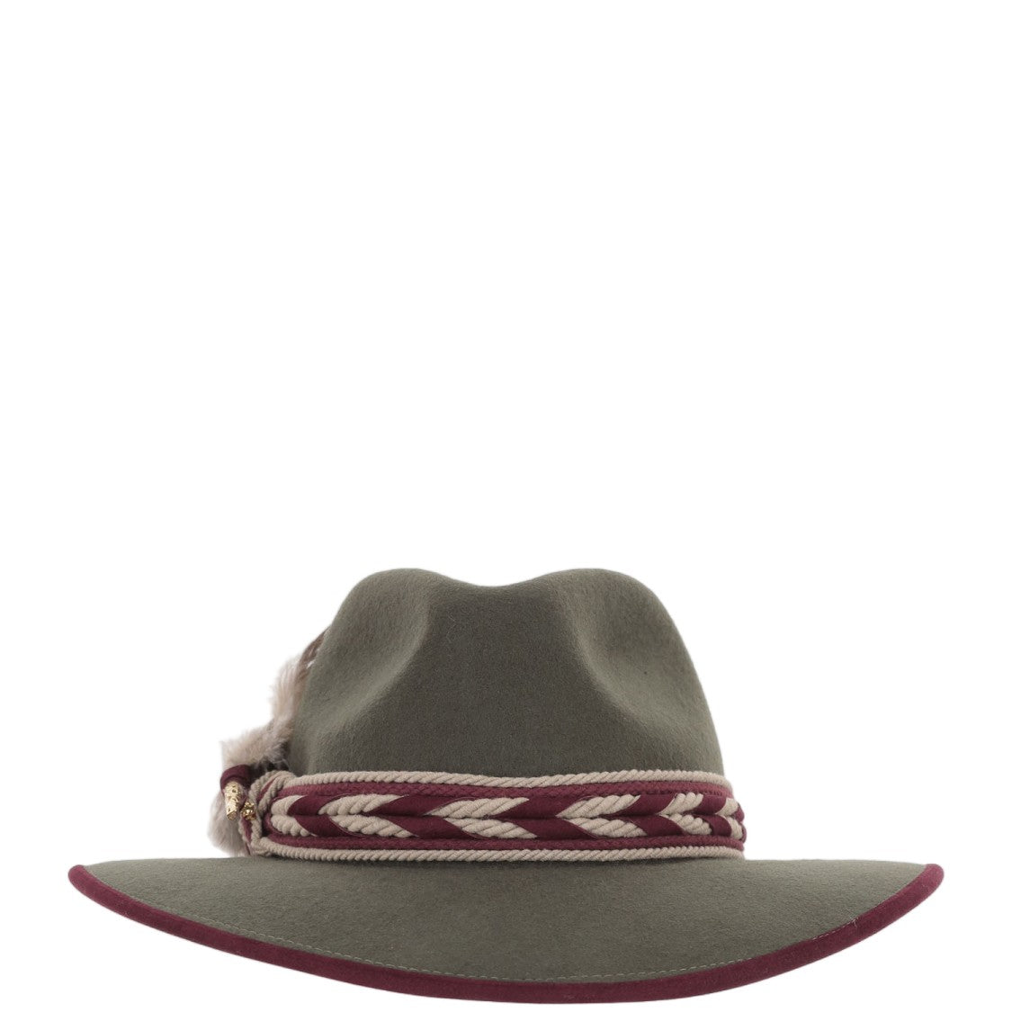 Alexia Alvarez De Toledo Green Waterproof Feather Brooch Wool Hat