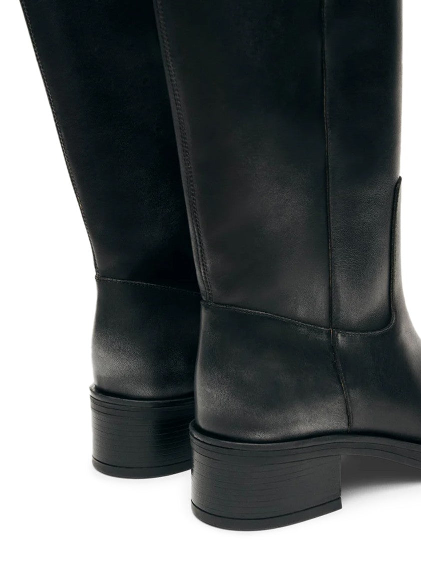 Alohas Mid-Calf Black Leather Boots