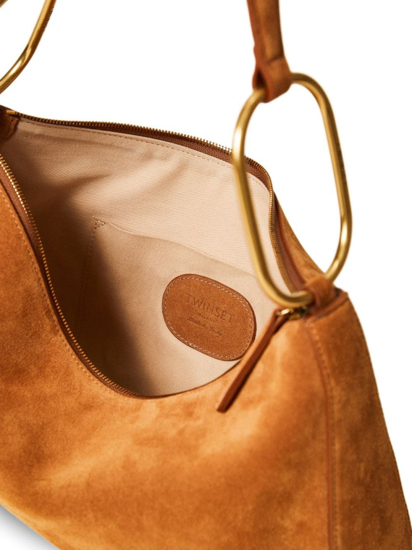 Twin-Set Brown Calf Leather Shoulder Bag