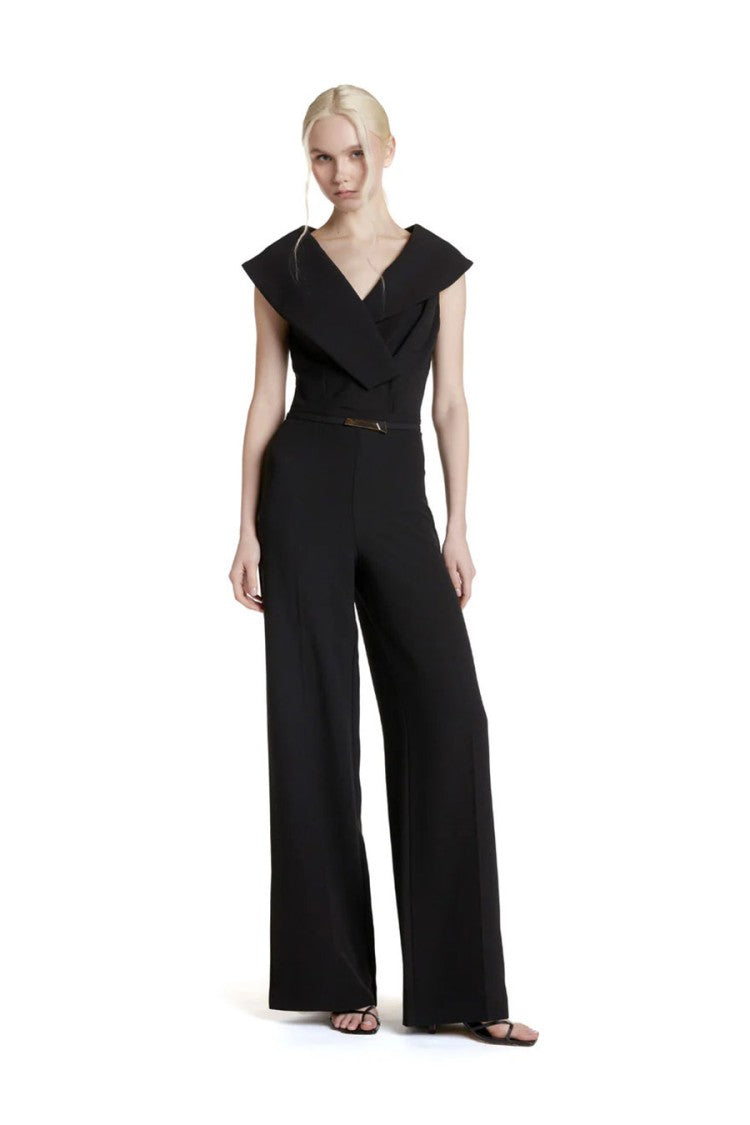 Simona Corsellini Black Crepe Wide-Leg Jumpsuit