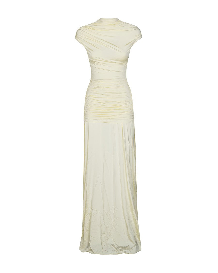 Self-Portrait Draped Jersey Yellow Dress
