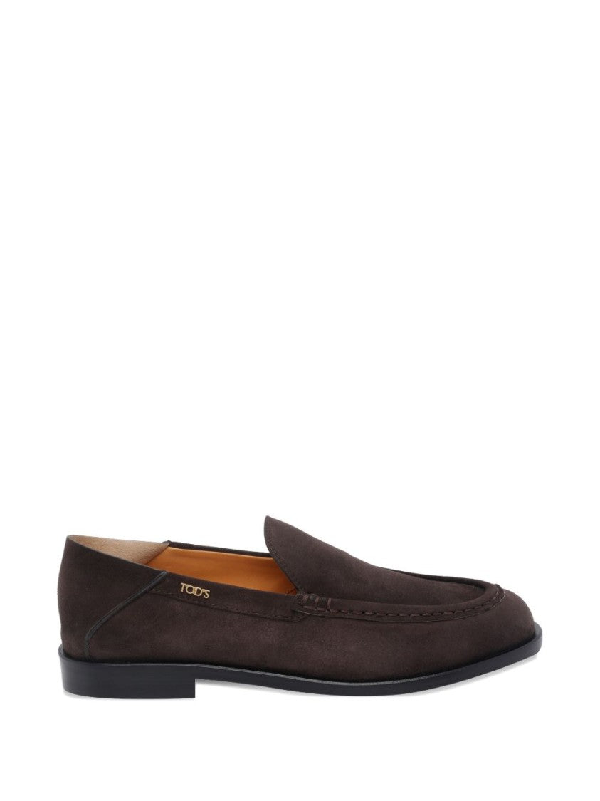 Tod's Round Toe Brown Suede Flats With Classic Silhouette