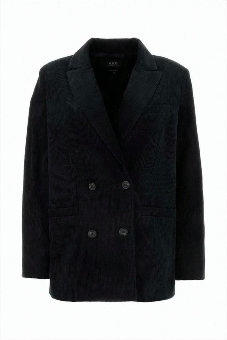 A.P.C. Double-Breasted Corduroy Suit Jacket With Notched Lapel
