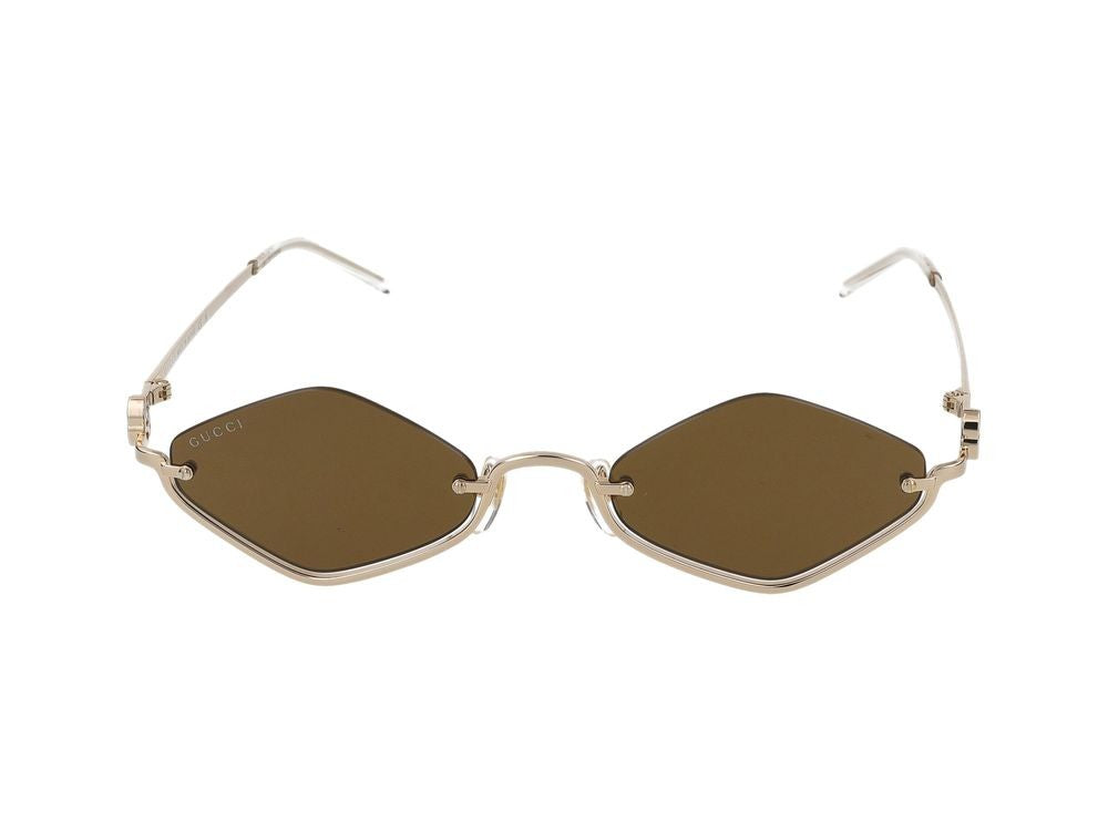 Gucci Gold Geometric Metal Sunglasses