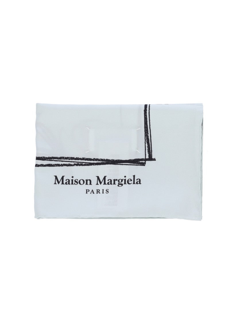 Maison Margiela Square Silk Scarf With Numeric Motif