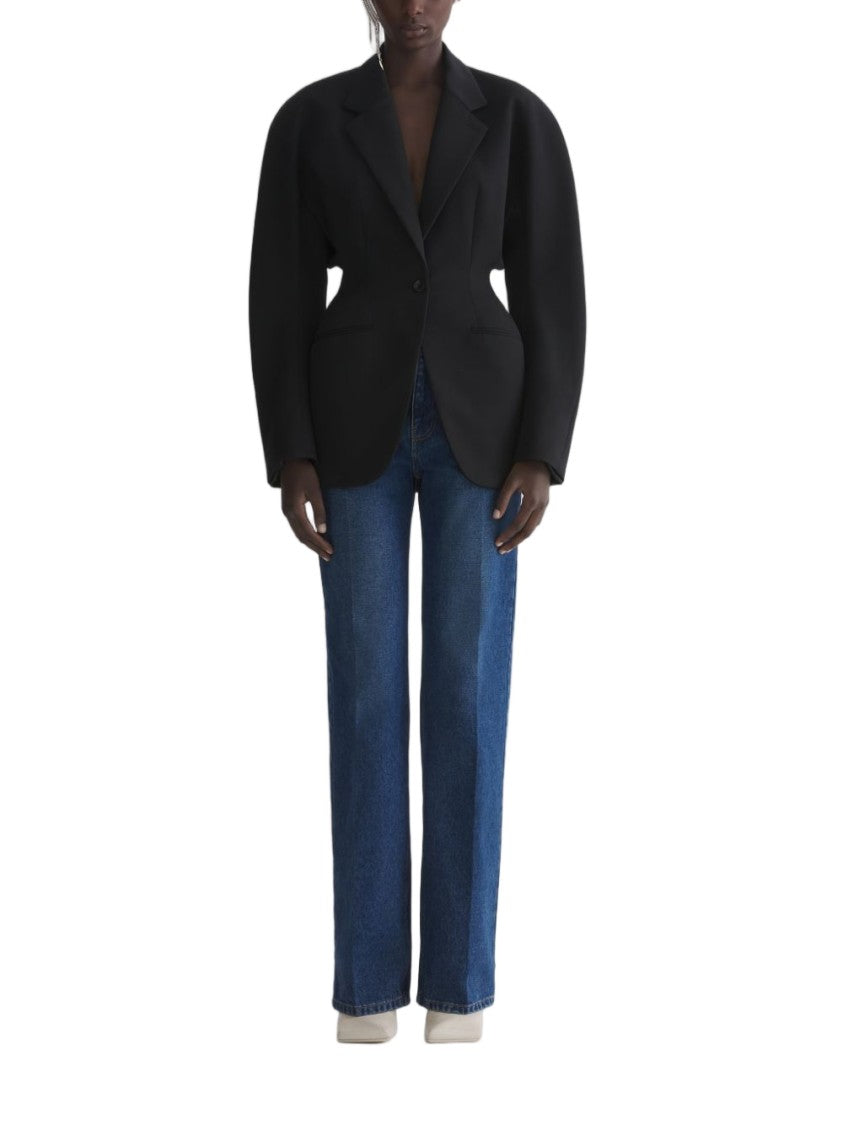 Mugler Black Oversized Sleeves Structured Jacket