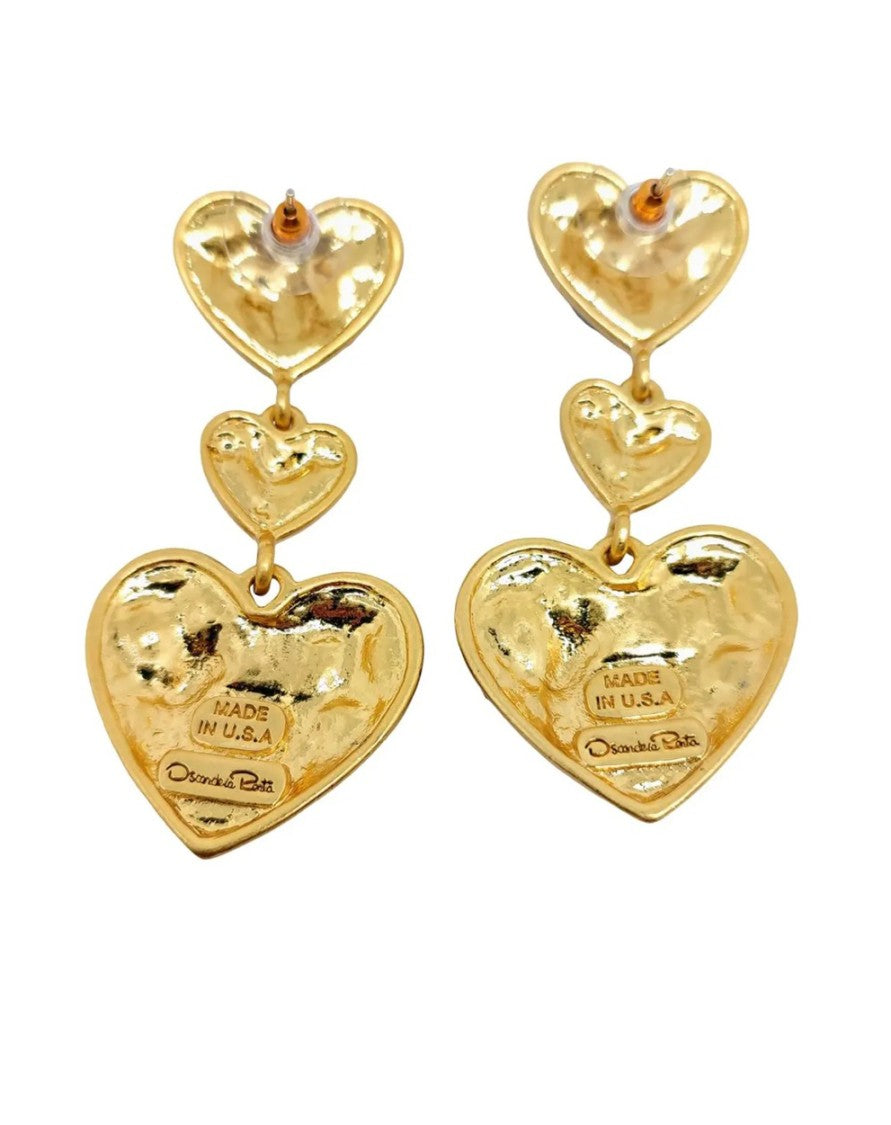 Oscar De La Renta Gemstone Heart Chandelier Earr