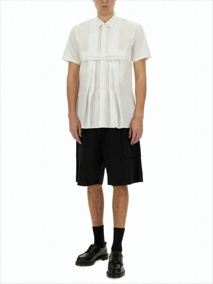 Comme Des Garçons Short-Sleeved Textured Shirt With Classic Collar