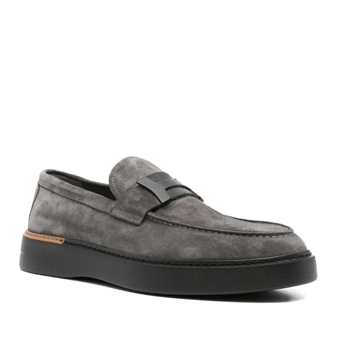 John Harrison Gray Suede Decorative Strap Loafers