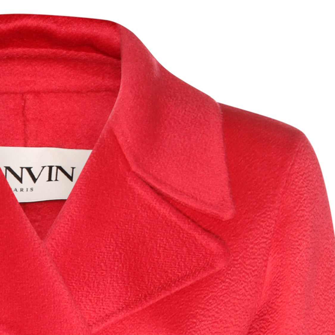 Lanvin Watermelon Cashmere Long Coat With Double-Breasted Design And Classic Collar