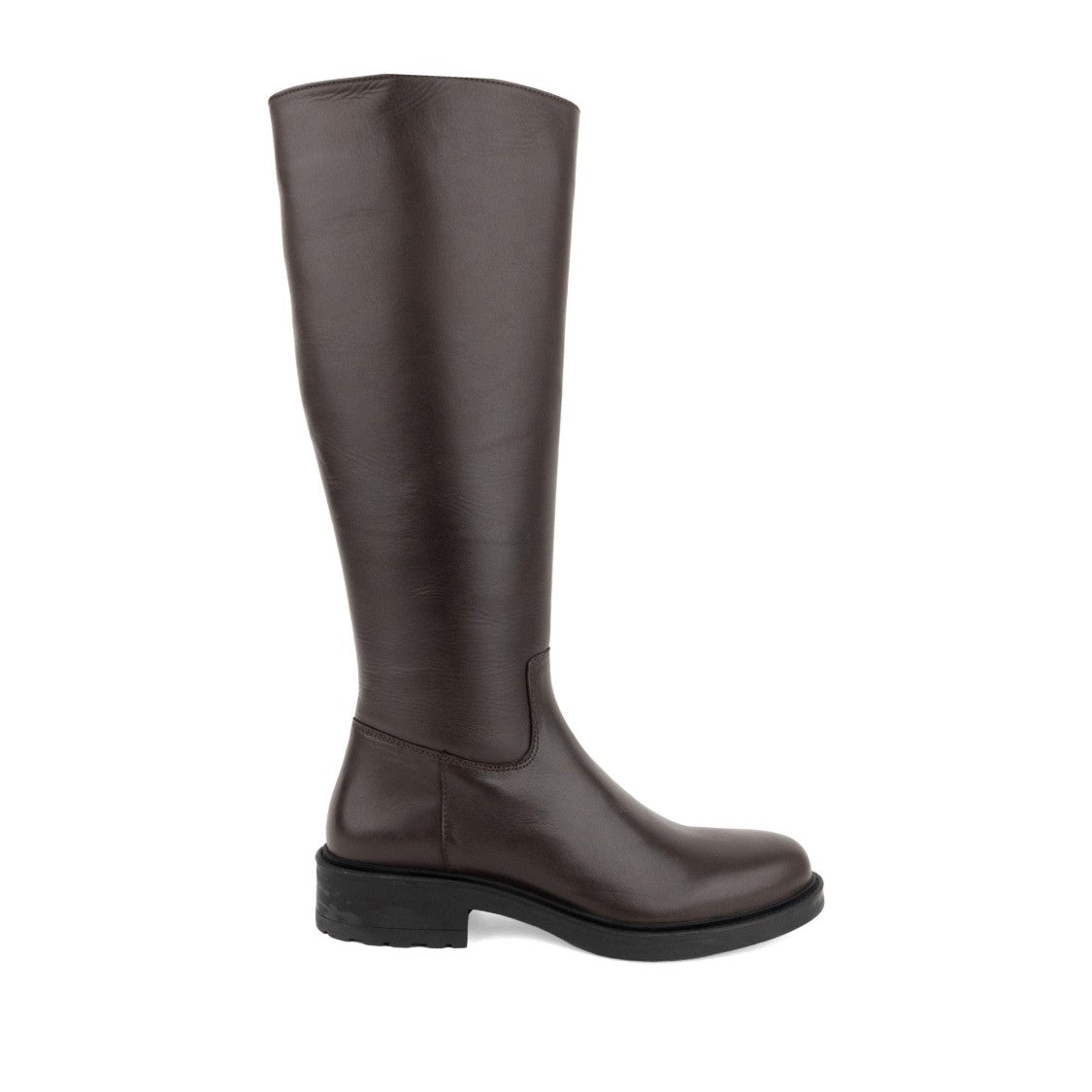 Sergio Moretti Black Minimalist Side Zipper Tall Leather Boots