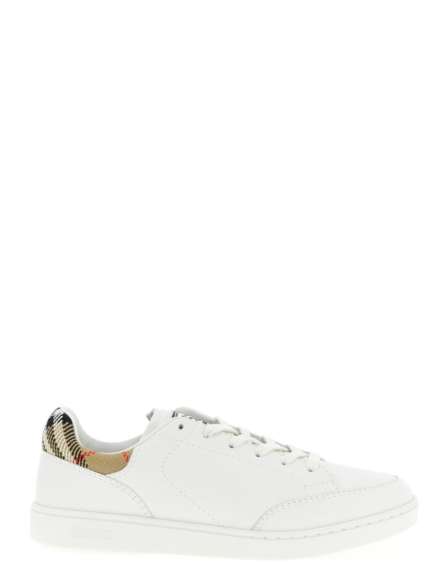 Burberry Leather Sneakers With Distinctive Check Fabric Detail