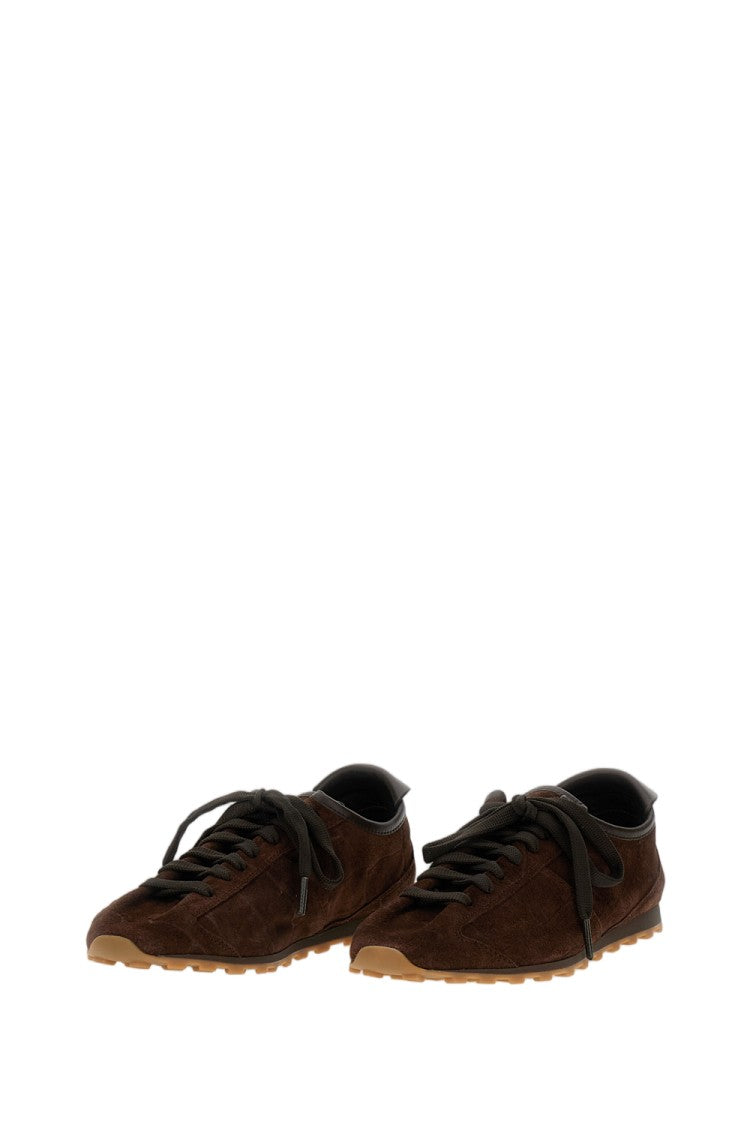 Jacquemus Sleek Low-Top Lace-Up Suede Sneakers With Contrasting Rubber Sole