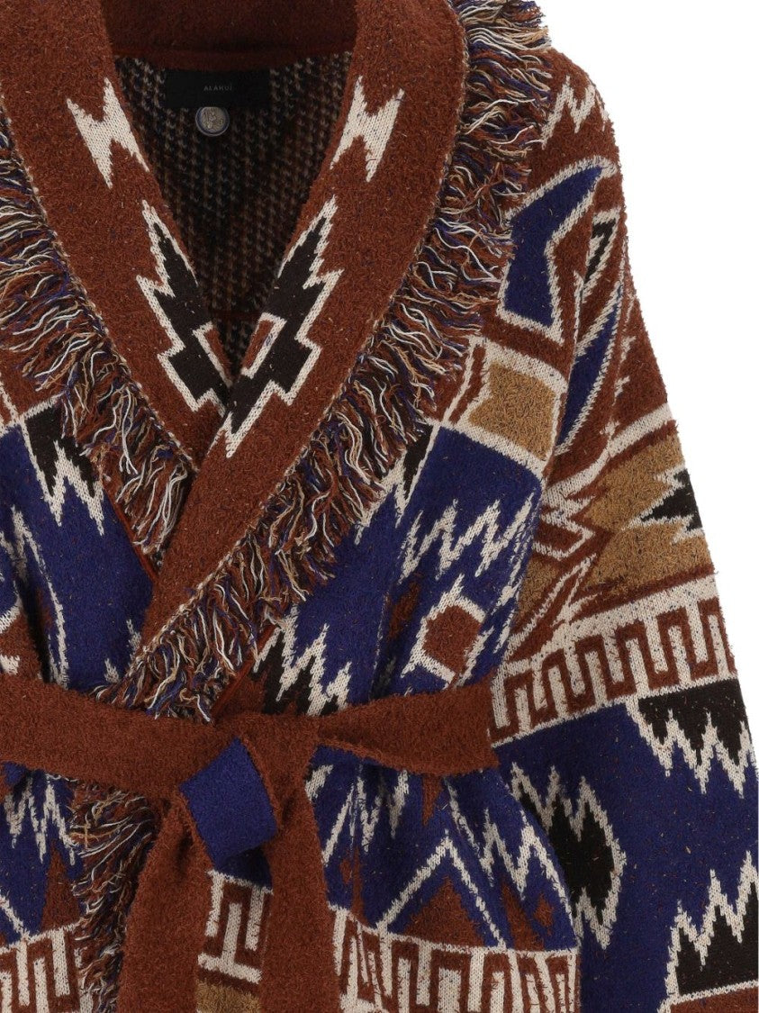 Alanui The Amazing Jorney Patterned Knit Belted Cardigan
