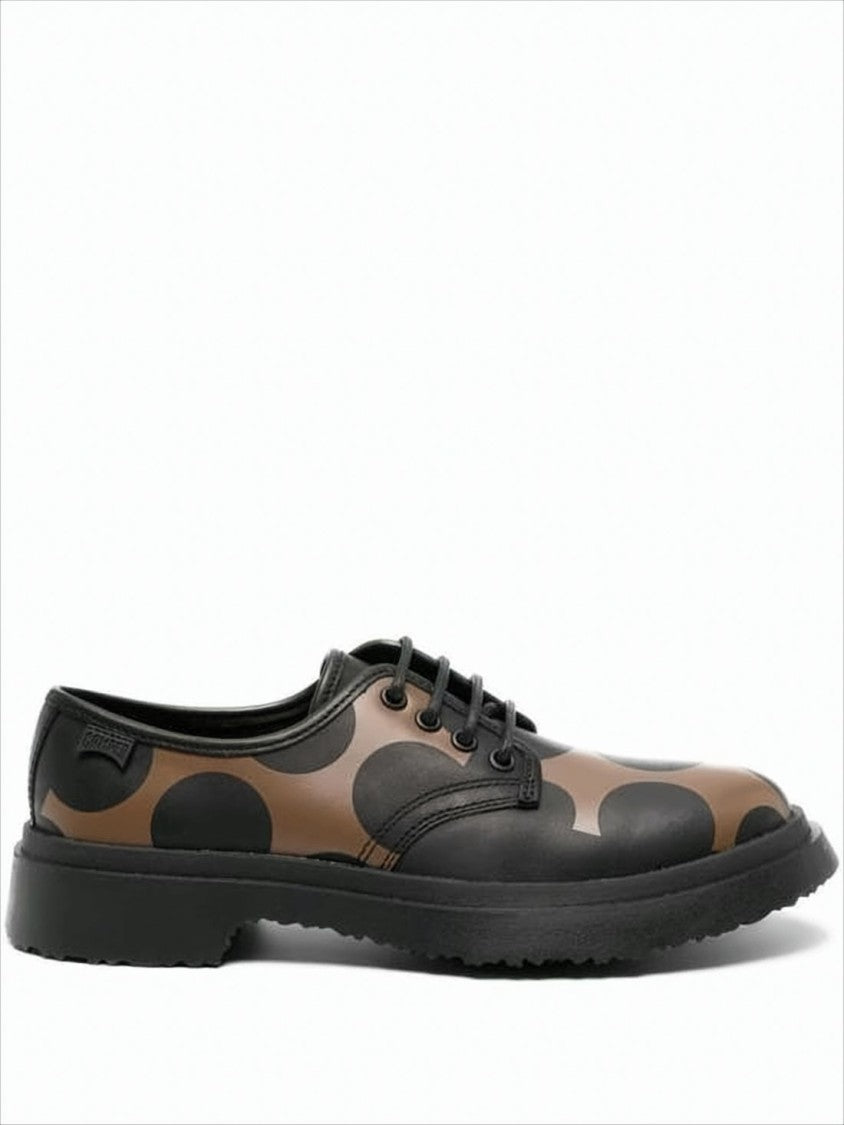 Camper Low-Profile Leather Loafers With Bold Circular Patterns