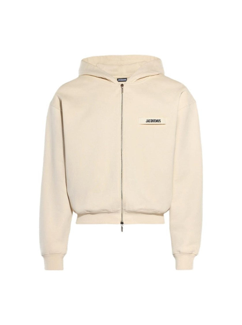 Jacquemus Gros Grain Zip Hoodie Light Beige