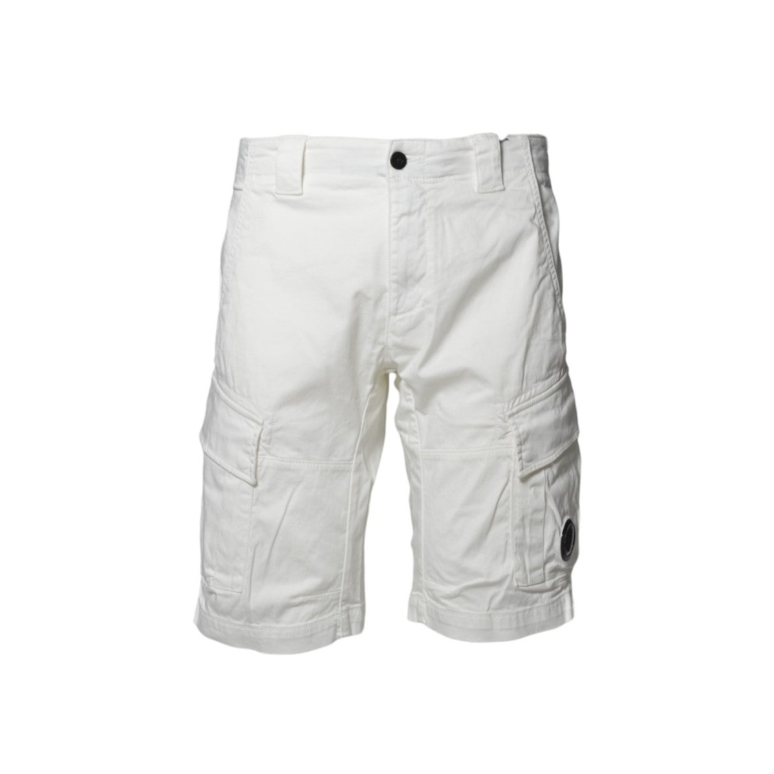 C.P. Company White Cotton Sateen Cargo Bermuda Shorts