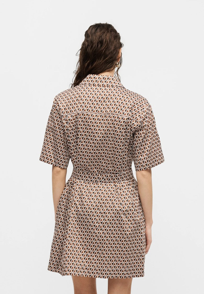 Max Mara Short-Sleeved Geometric Dress With Button-Down Front