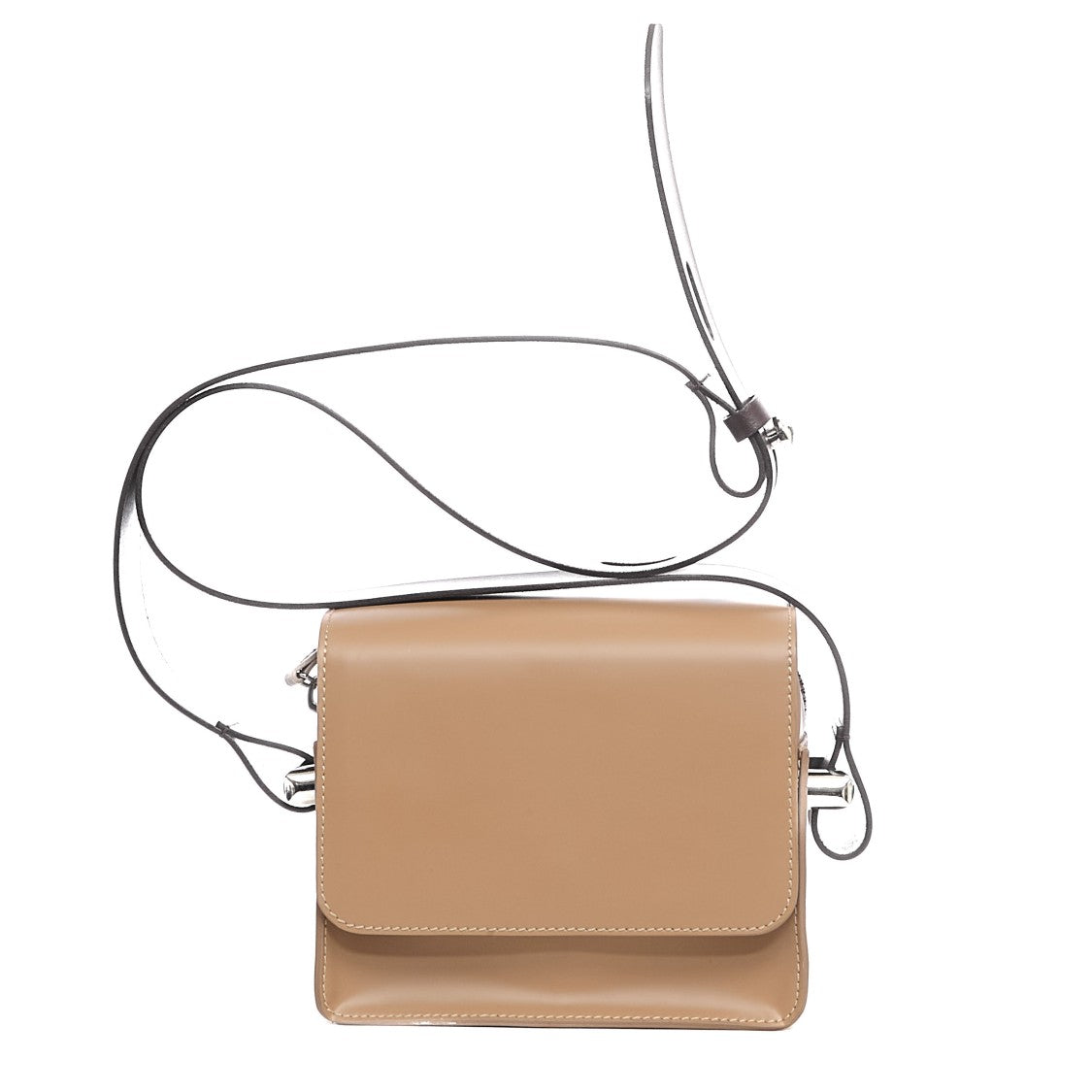 Amine Structured Beige Shoulder Bag With Adjustable Strap