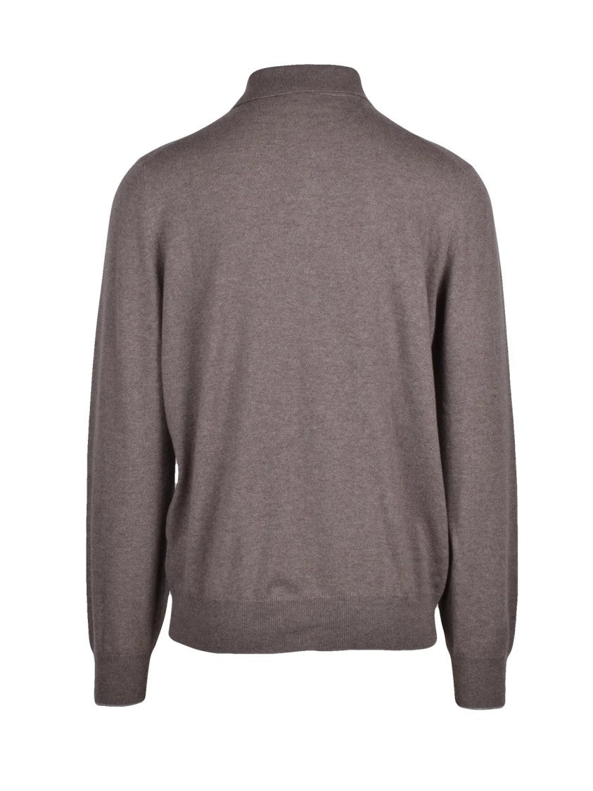 Brunello Cucinelli Cashmere Knit Polo Shirt With Classic Collar And Ribbed Details