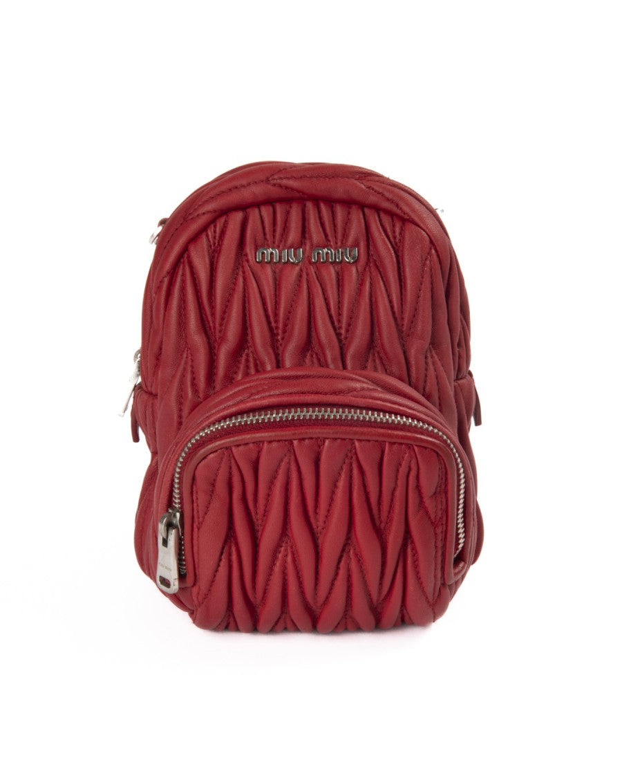 Miu Miu Red Micro Embossed Backpack