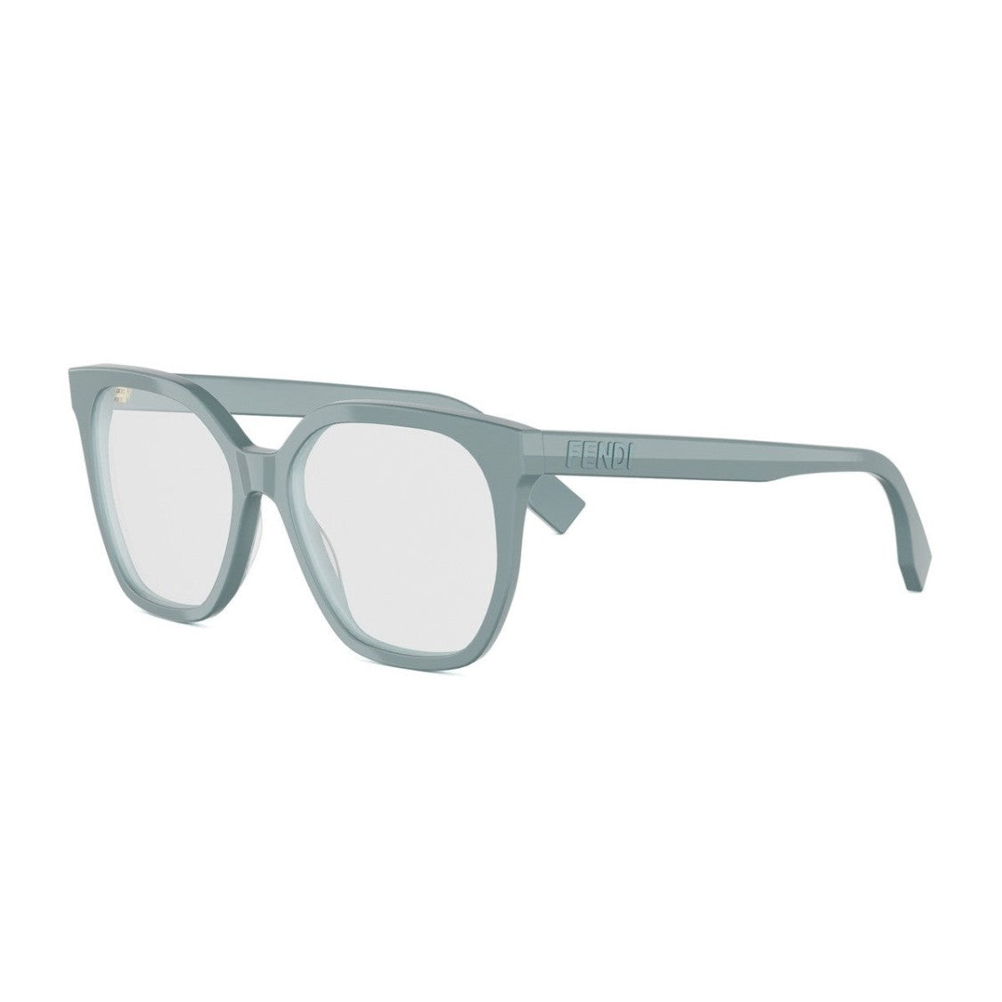 Fendi Grey-Blue Lettering Acetate Square Sunglasses