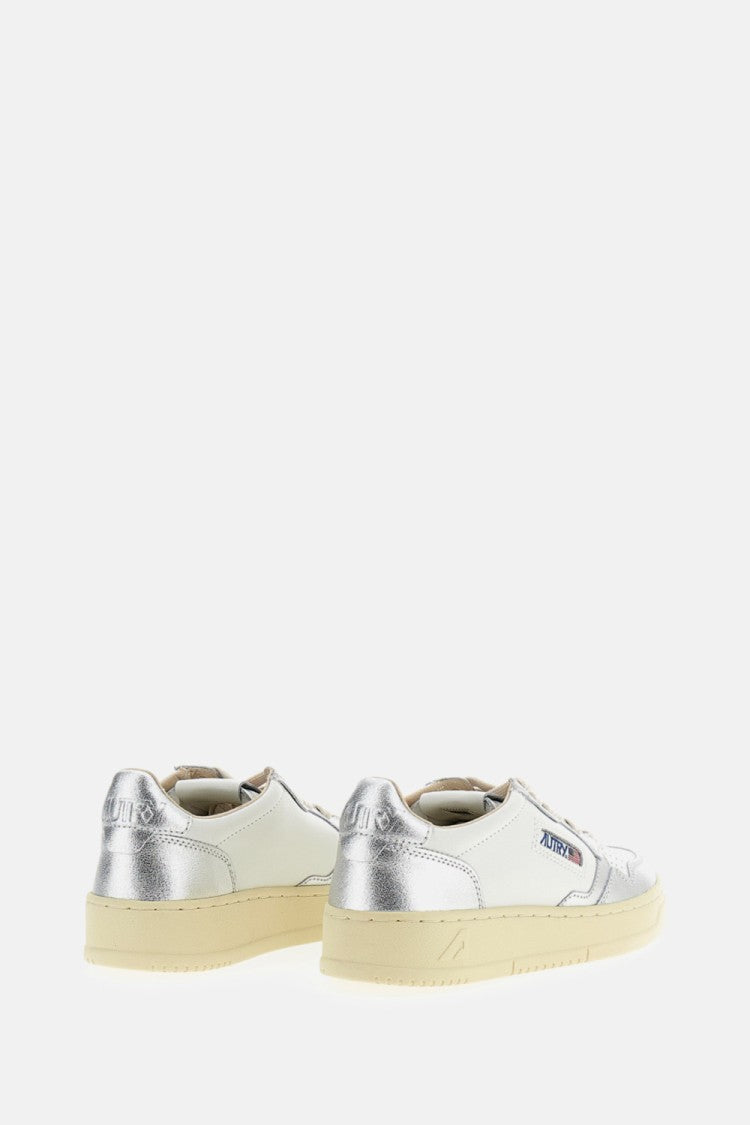 Autry White Silver Medalist Low Leather Sneakers