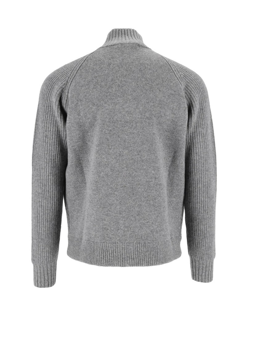 L.B.M. 1911 Maglie Drop S High Ribbed Collar Zip-Through Knit
