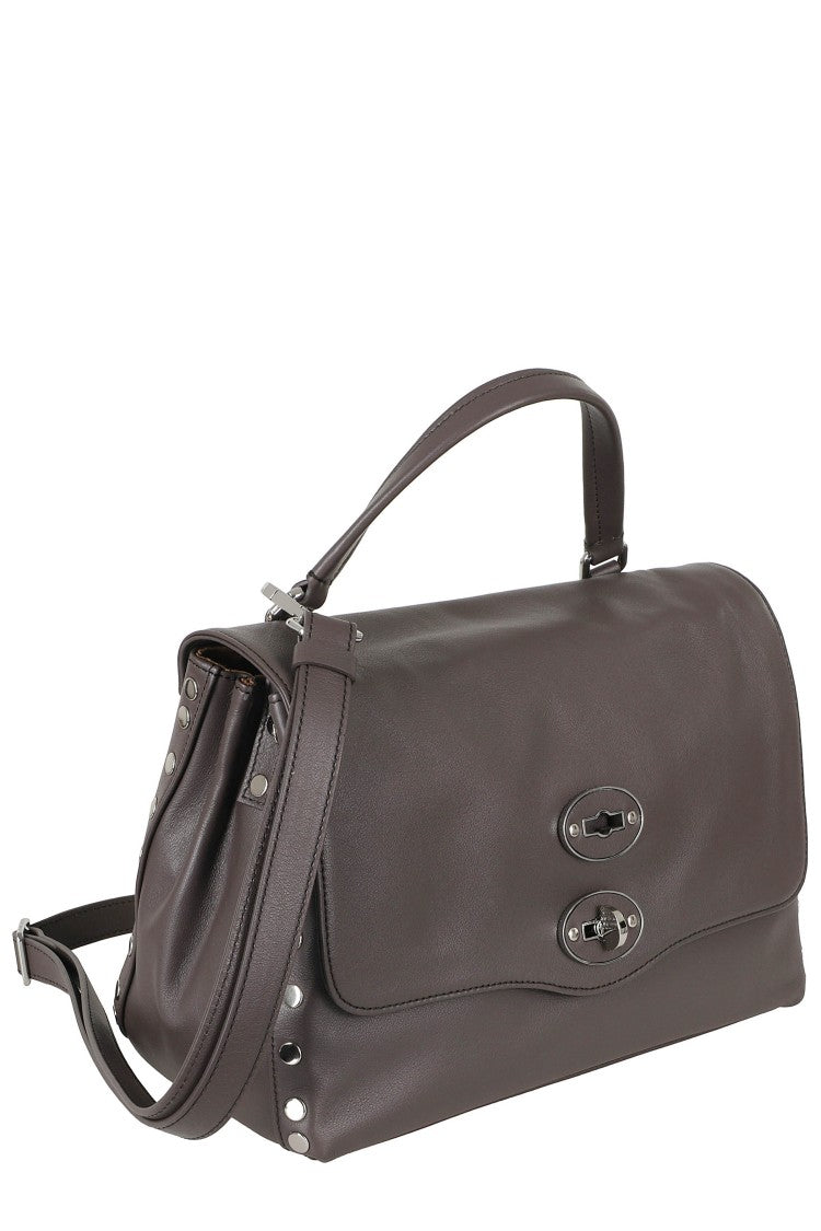 Zanellato Brown Postina Saeta Ring Clasp Leather Handbag