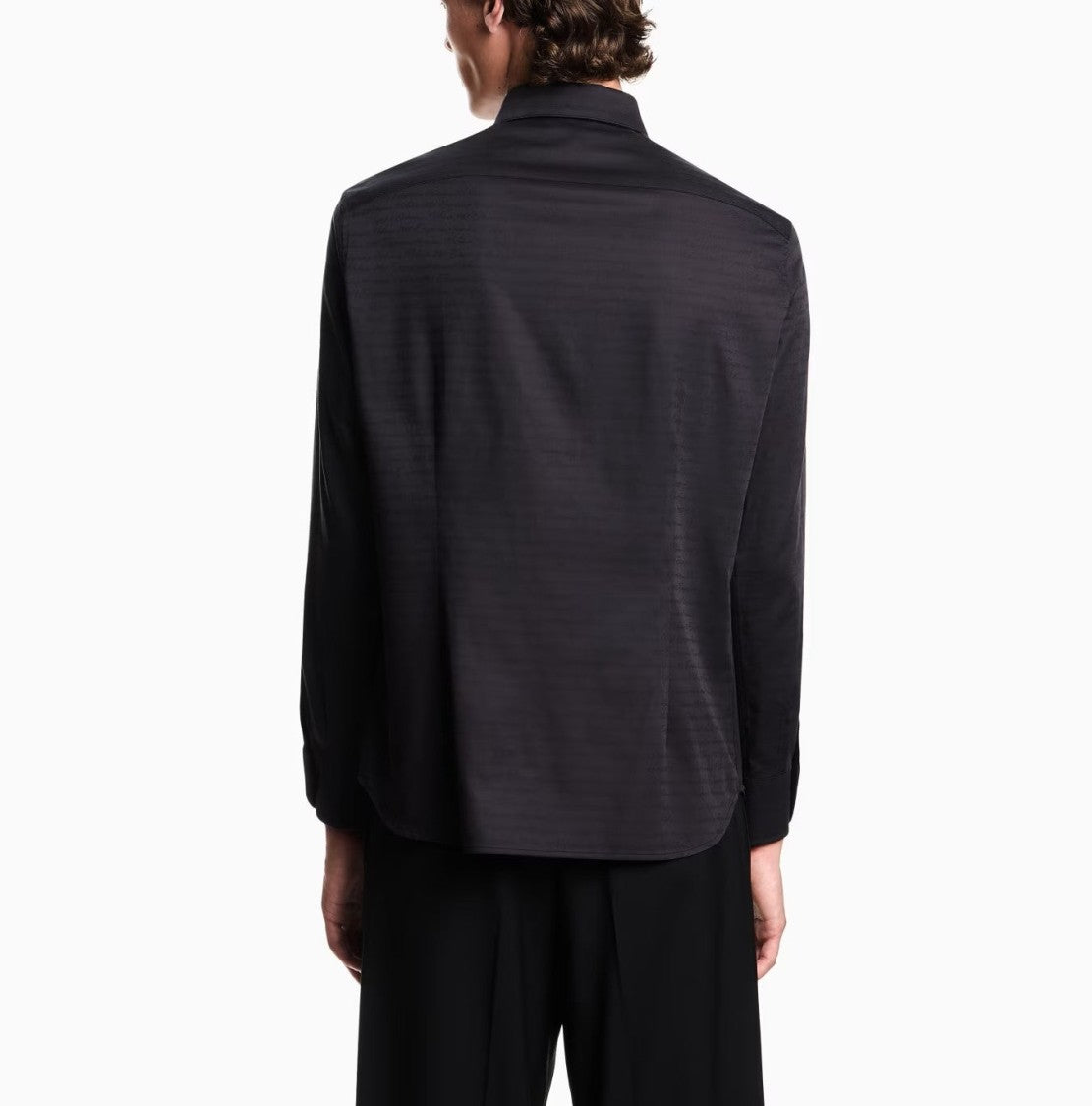 Emporio Armani Black Jacquard Shirt With Classic Collar