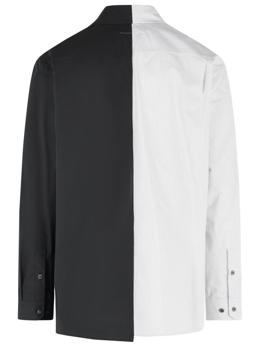 Mm6 By Maison Margiela 'Color Block' Black And White Cotton Shirt