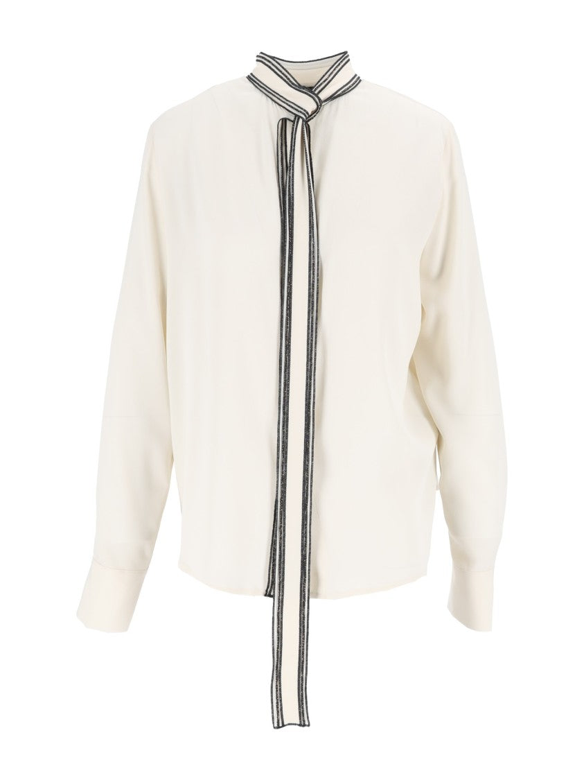 Fabiana Filippi Butter Crepe De Chine Bow Blouse