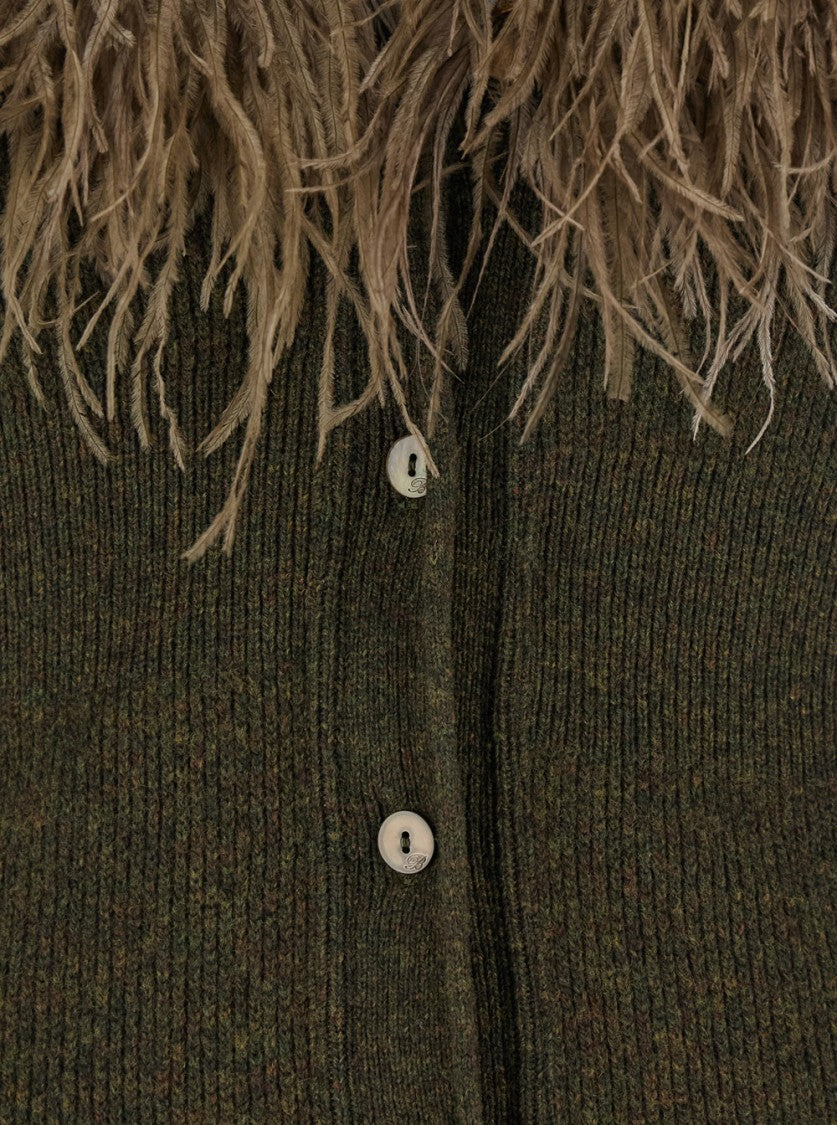 Blumarine Green Wool Cardigan