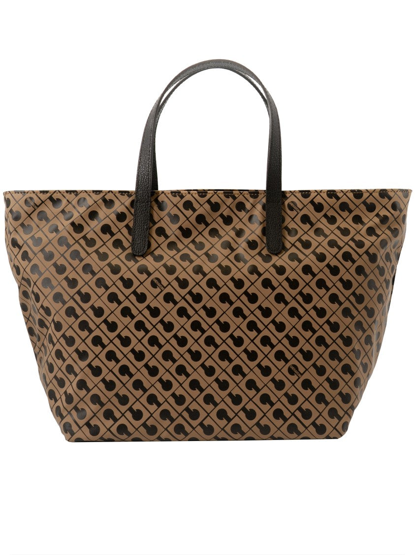 Gherardini Brown Trapezoidal Geometric Pattern Medium Shopper