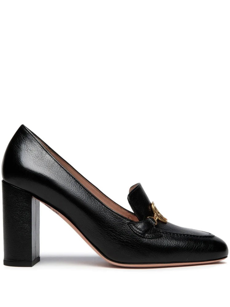 Bally Black Gold-Tone Chain Leather Pumps