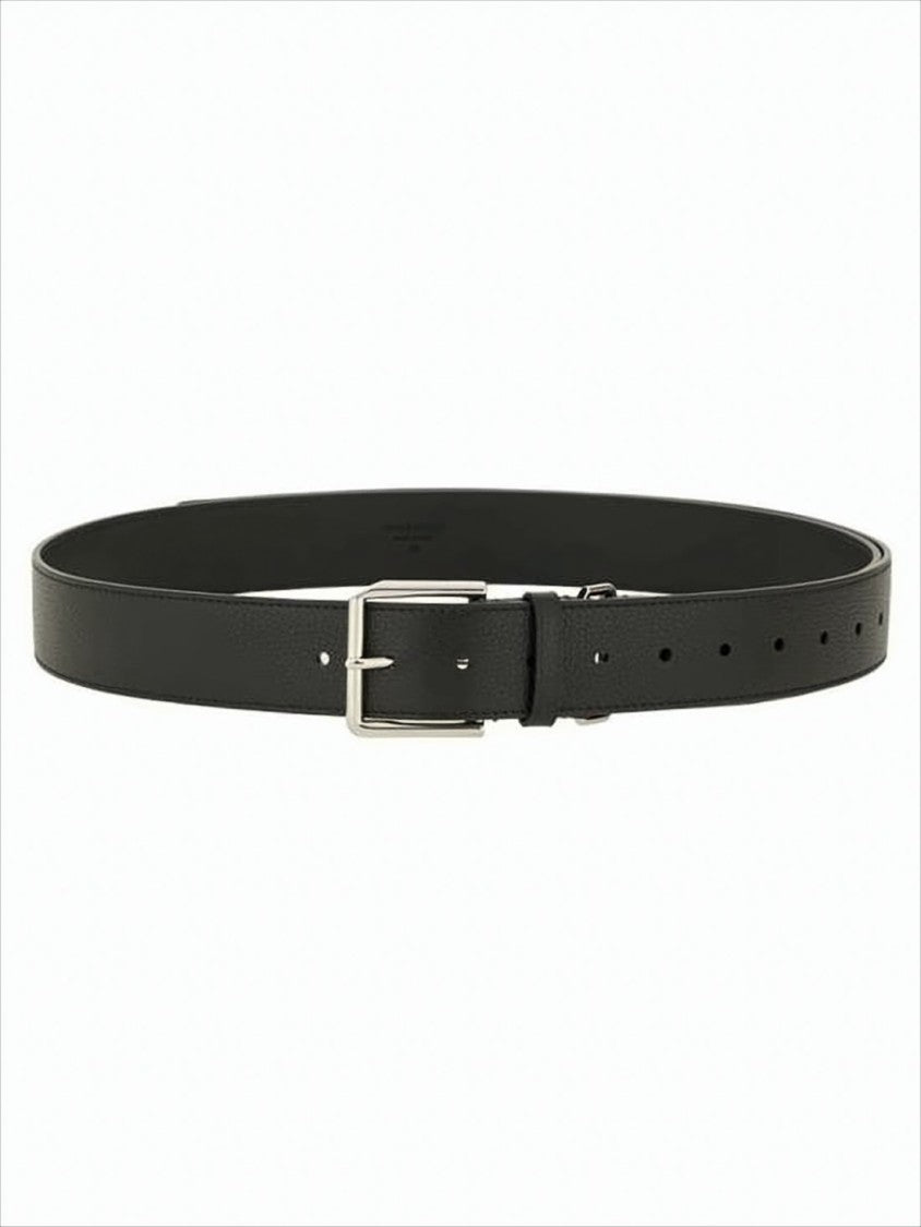Givenchy Textured Black Leather Belt With Classic Buckle