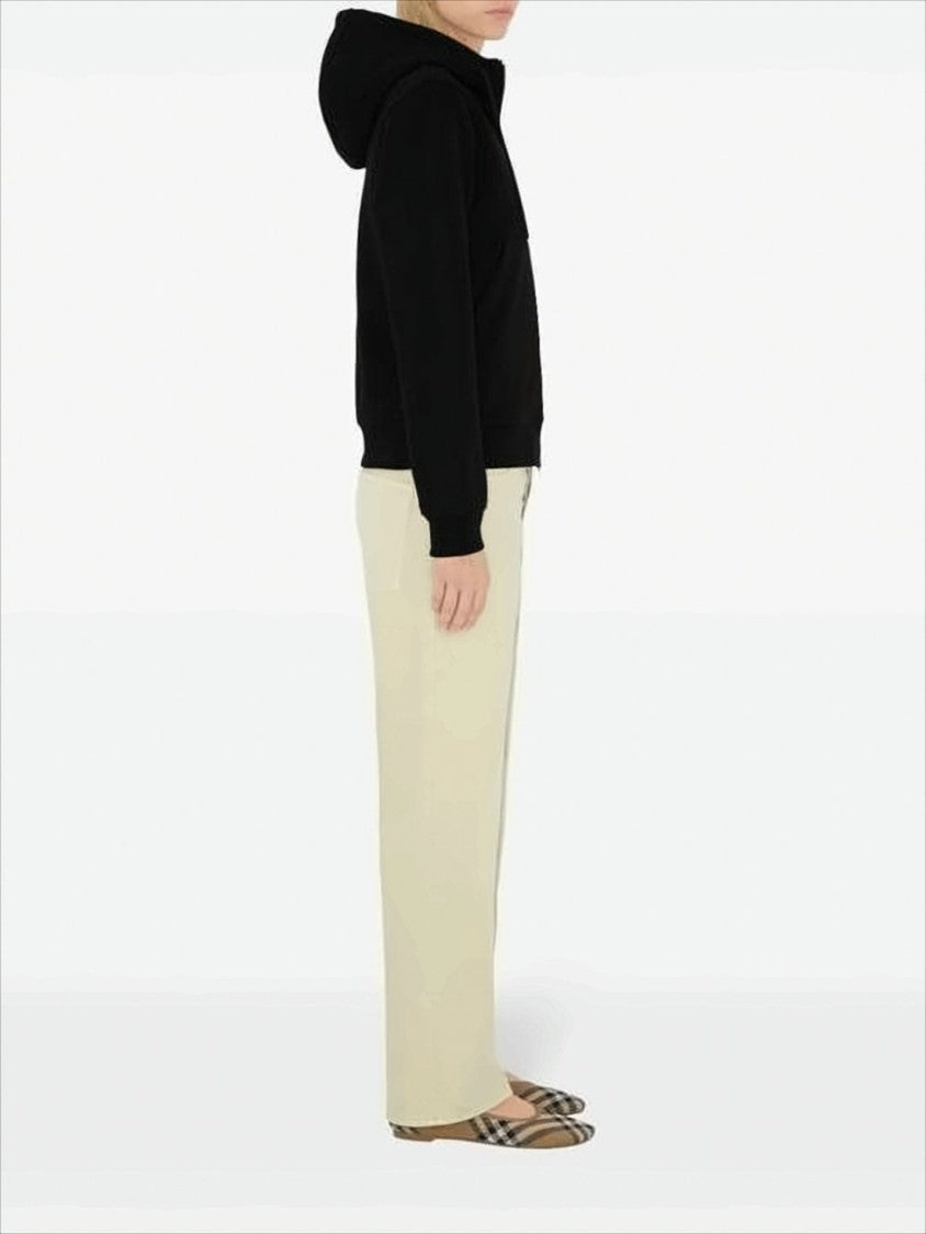 Burberry Cropped Black Cotton Hoodie