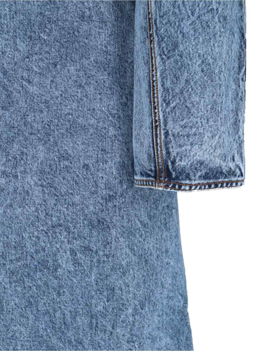 Alaïa Denim Trench Coat With Classic Collar