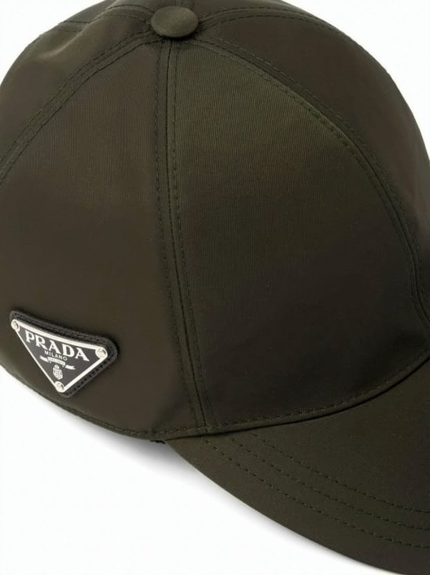 Prada Structured Green Baseball Cap In Recycled Polyamide