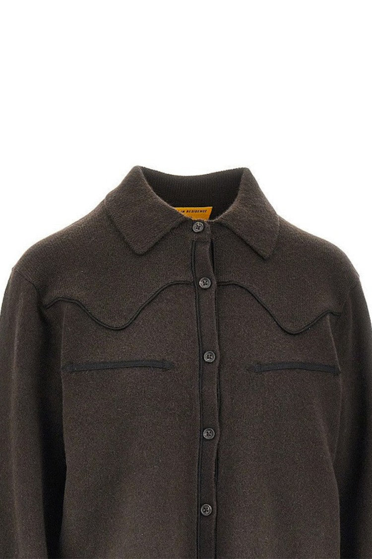 Guest In Residence Dark Brown Cropped Western Cashmere Shirt