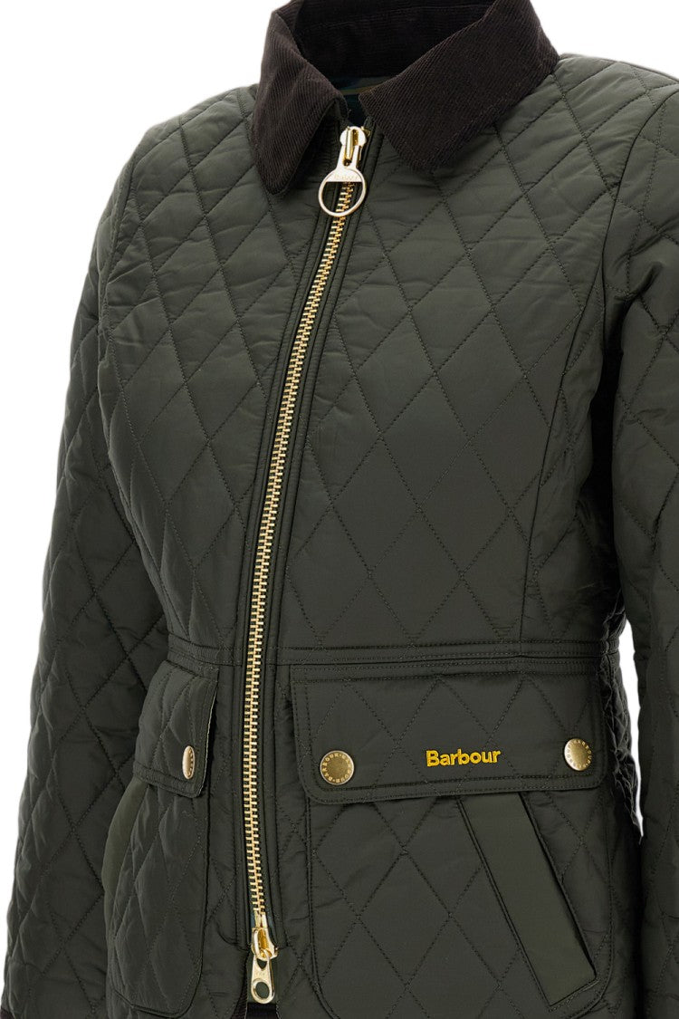 Barbour Slim Fit Quilted Jacket With Suede Details
